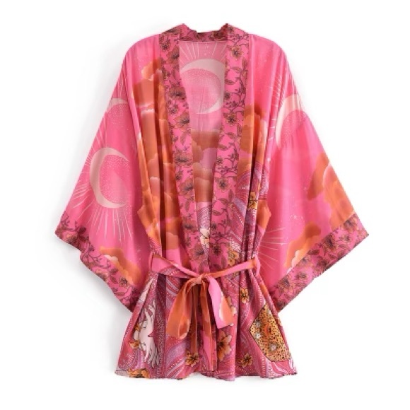 Tops - BOHEMIAN STYLE MOON PRINTED KIMONO TOP